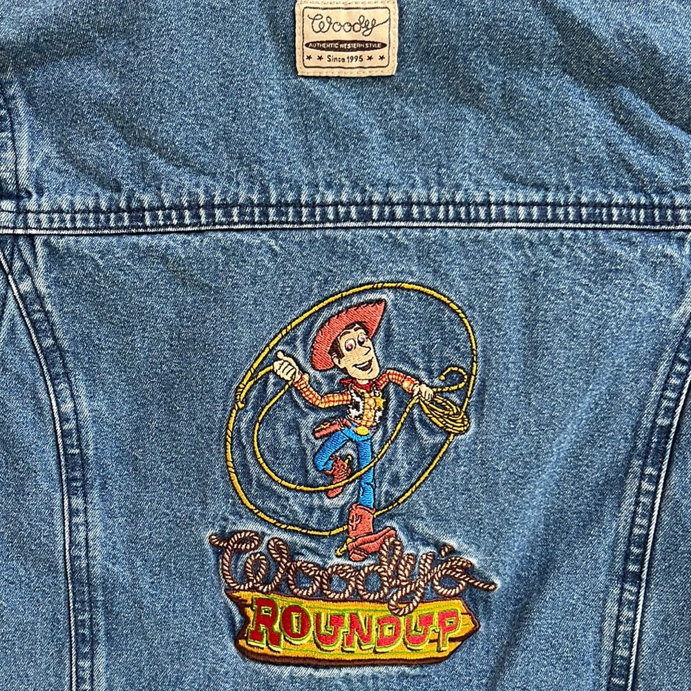 Disney Store Toy Story Woody Denim Jean Jacket Woodys Round Up Size 7/8